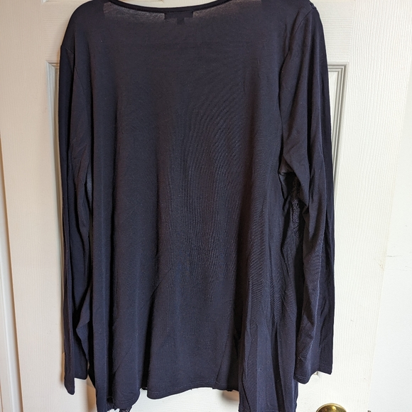 Verve Ami XL navy blue long sleeve lace front shirt - Picture 3 of 9
